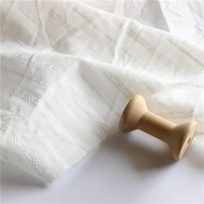 150x50cm Cotton Pure White Small Jacquard Yarn Sewing Fabric, Making Women's Shirt Skirt Children's Clothing Cloth - Image 3