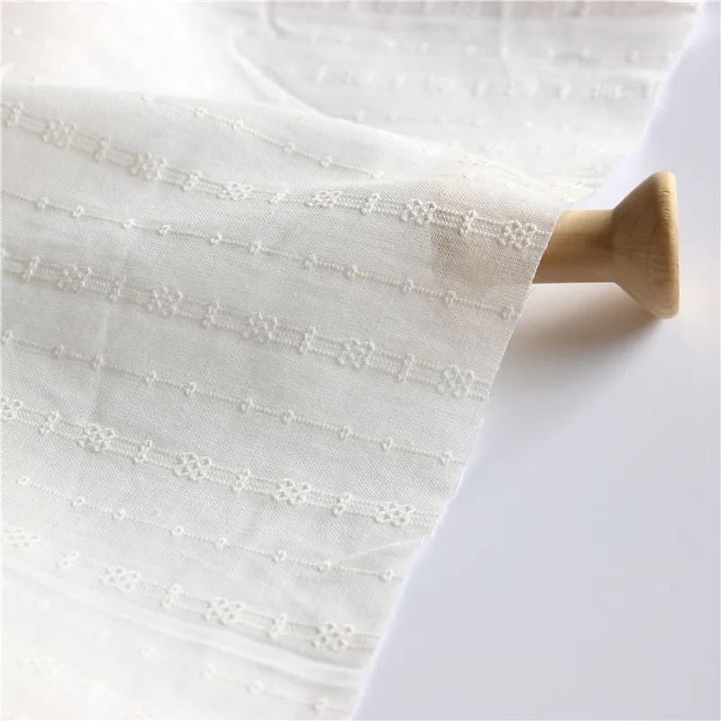 150x50cm Cotton Pure White Small Jacquard Yarn Sewing Fabric, Making Women's Shirt Skirt Children's Clothing Cloth - Image 2