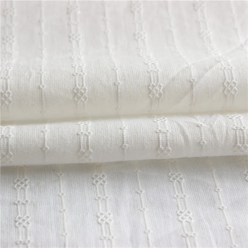 150x50cm Cotton Pure White Small Jacquard Yarn Sewing Fabric, Making Women's Shirt Skirt Children's Clothing Cloth - Image 4