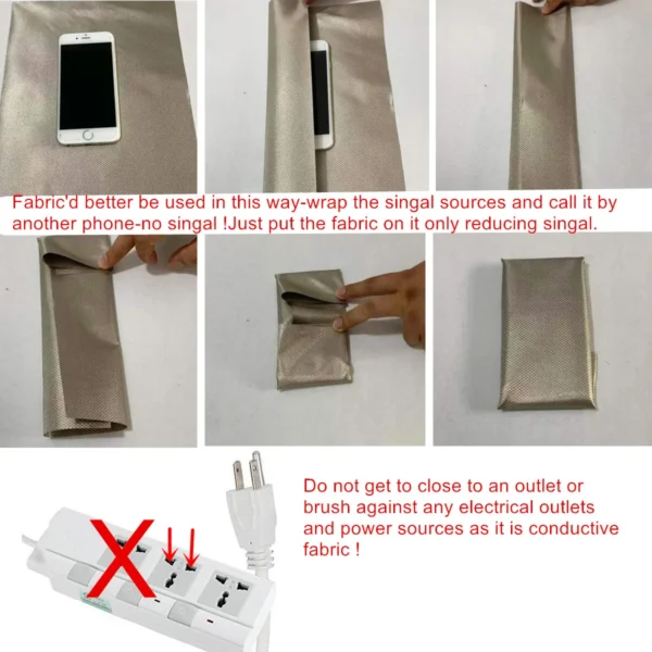 Faraday RFID Shielding Fabric Block WiFi/RF Anti-radiation Conductive Copper/Nickel EMF Protection Cloth Silver Color - Image 5