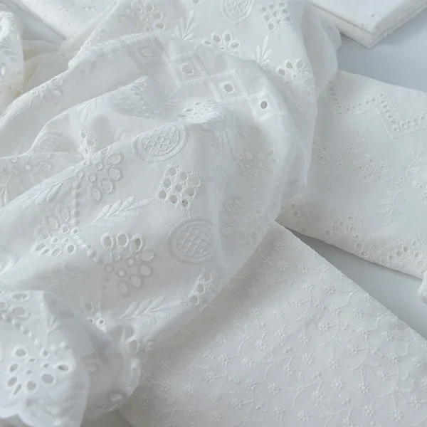 Embroidery Lace Fabric Water Soluble 100% Cotton Small Flower Embroidered For Sewing Clothes DIY Handmade By Meters - Image 4