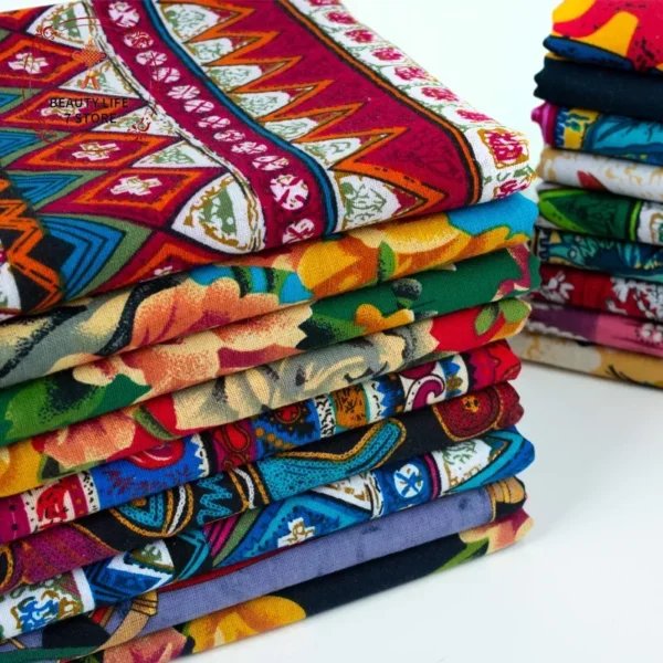 African Fabric Cotton Linen Vintage Printing Cloth DIY Handmade Textile Sewing Patchwork for Bags Dress Tablecloth 145*50cm - Image 4