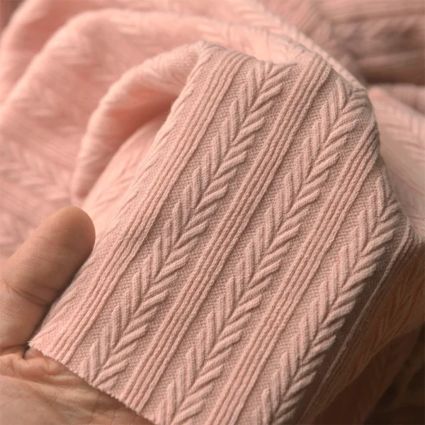 80x50cm/160x100cm Low Elastic Leaf Jacquard Knitted Polyester And Cotton Fabric For Women's Dresses Sweaters Handmade DIY Fabric - Image 4