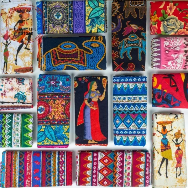 African Fabric Cotton Linen Vintage Printing Cloth DIY Handmade Textile Sewing Patchwork for Bags Dress Tablecloth 145*50cm - Image 2