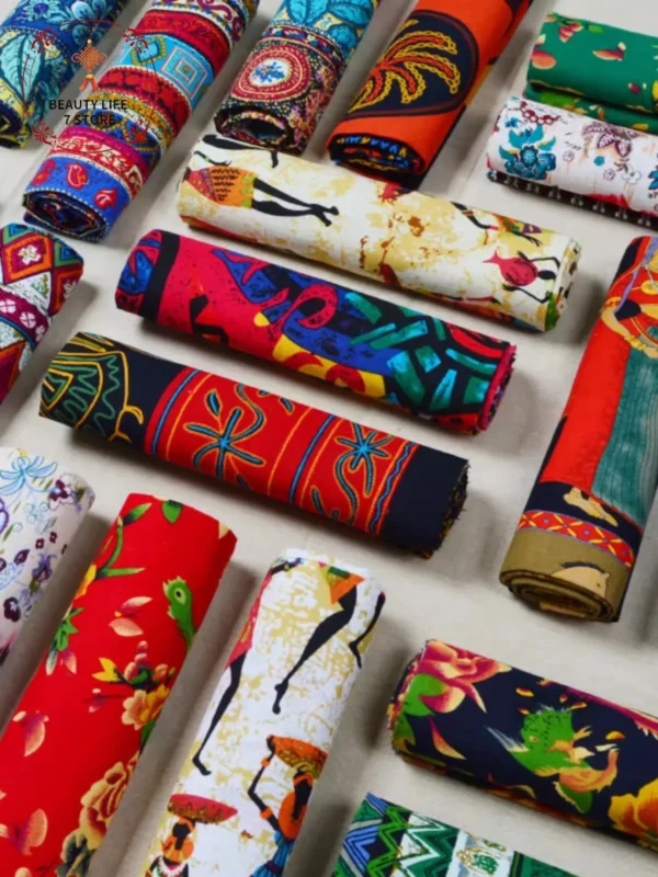 African Fabric Cotton Linen Vintage Printing Cloth DIY Handmade Textile Sewing Patchwork for Bags Dress Tablecloth 145*50cm - Image 6