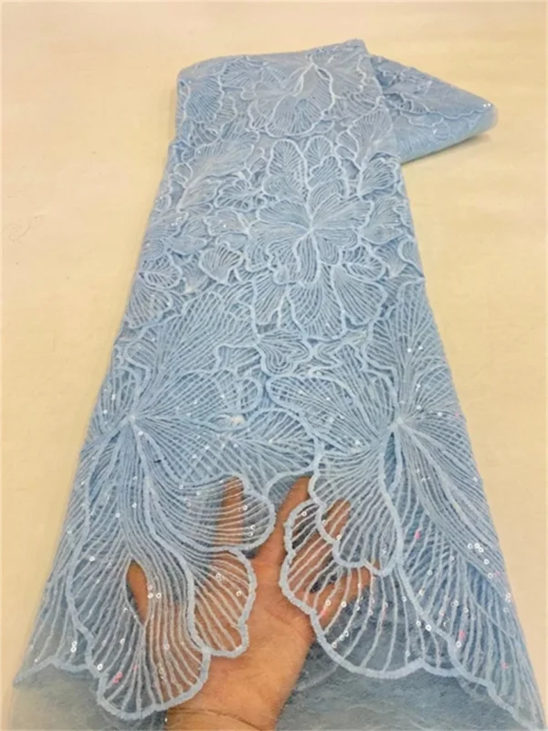 PGC 5 Yards African Sequins Lace Fabric 2023 High Quality French Nigerian Embroidery Net Fabrics For Wedding Dress Sewing LY2837 - Image 13