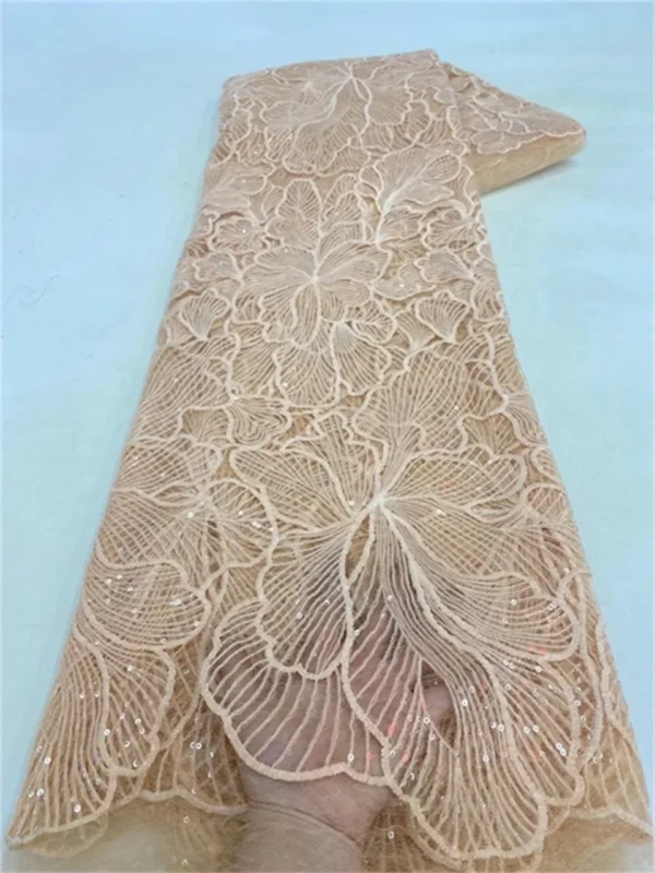 PGC 5 Yards African Sequins Lace Fabric 2023 High Quality French Nigerian Embroidery Net Fabrics For Wedding Dress Sewing LY2837 - Image 14