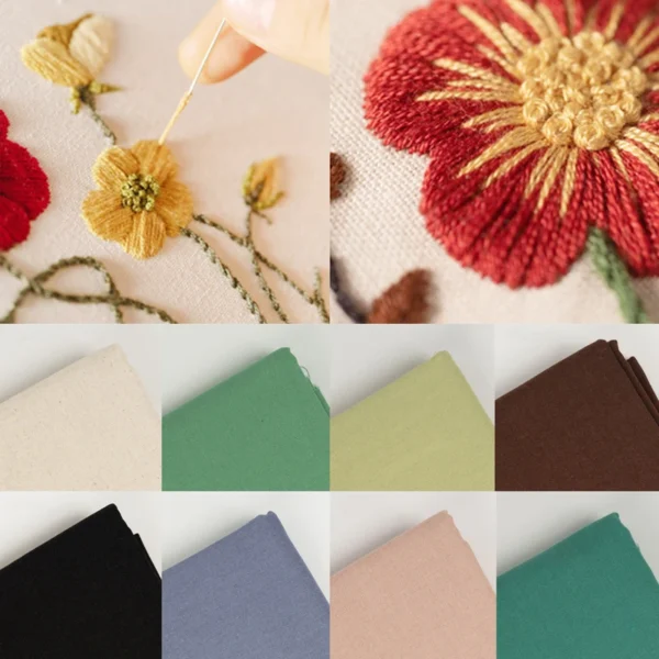 Solid Color Linen Cotton Fabric For Needle Embroidery Patchwork Sewing Textiles Clothes DIY Handmade Embroidery Special Fabric - Image 4
