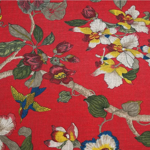 50cm*150cm Linen Printed Fabric cotton linen sofa fabric Flower and Bird Pillow Cushion Cover Tablecloth Fabric - Image 6