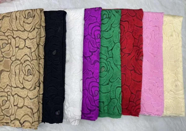 White Brocade Lace Fabric 2023 High Quality Jacquard Organza Fabric African  Damask Lace Fabric 5yards Evening Dresses for Women - Image 6