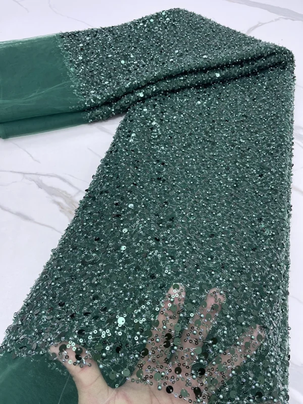 PGC Heavy Silver Sequins Lace Fabric With Bead For Bridal Dress Luxury Evening Dress French Lace 5 Yards - Image 13