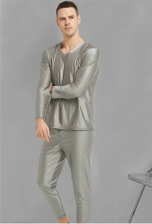 Conductive Silver Fiber Long-sleeve Underwear Antibacterial EMF/EMI/RF Blocking Anti-radiation Faraday Fabric Longjohns Soft - Image 7