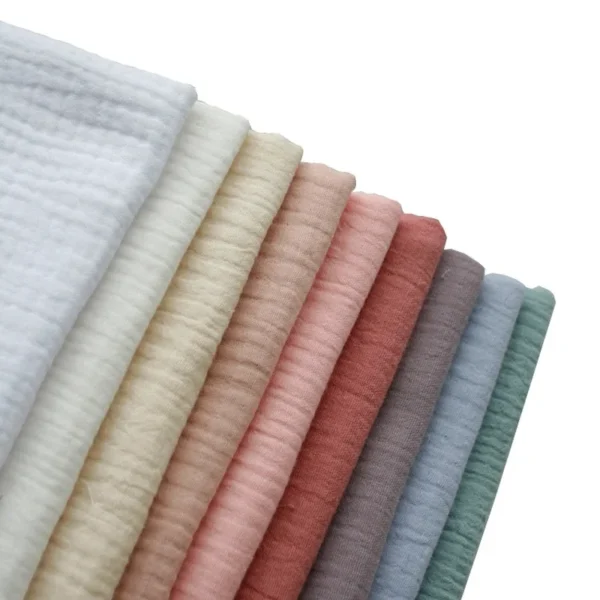 140x50cm Pure Color Crepe Double-Layer Cotton Yarn Fabric, Making Soft Baby Clothes Fabric DIY Clothing Cloth - Image 3