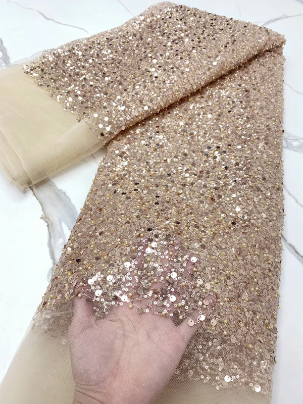 PGC Heavy Silver Sequins Lace Fabric With Bead For Bridal Dress Luxury Evening Dress French Lace 5 Yards - Image 18