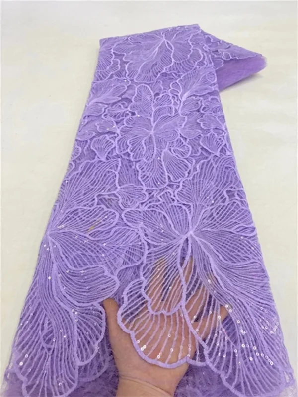 PGC 5 Yards African Sequins Lace Fabric 2023 High Quality French Nigerian Embroidery Net Fabrics For Wedding Dress Sewing LY2837 - Image 11