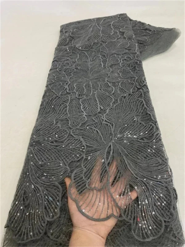 PGC 5 Yards African Sequins Lace Fabric 2023 High Quality French Nigerian Embroidery Net Fabrics For Wedding Dress Sewing LY2837 - Image 10