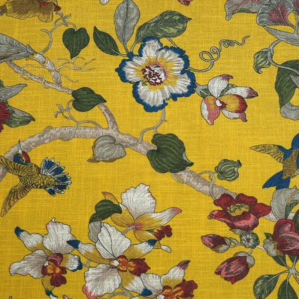 50cm*150cm Linen Printed Fabric cotton linen sofa fabric Flower and Bird Pillow Cushion Cover Tablecloth Fabric - Image 11
