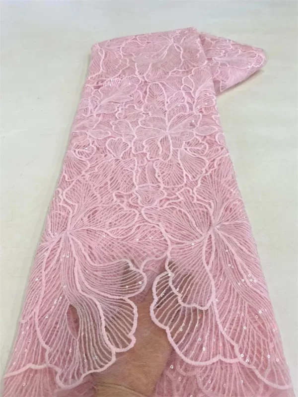 PGC 5 Yards African Sequins Lace Fabric 2023 High Quality French Nigerian Embroidery Net Fabrics For Wedding Dress Sewing LY2837 - Image 12